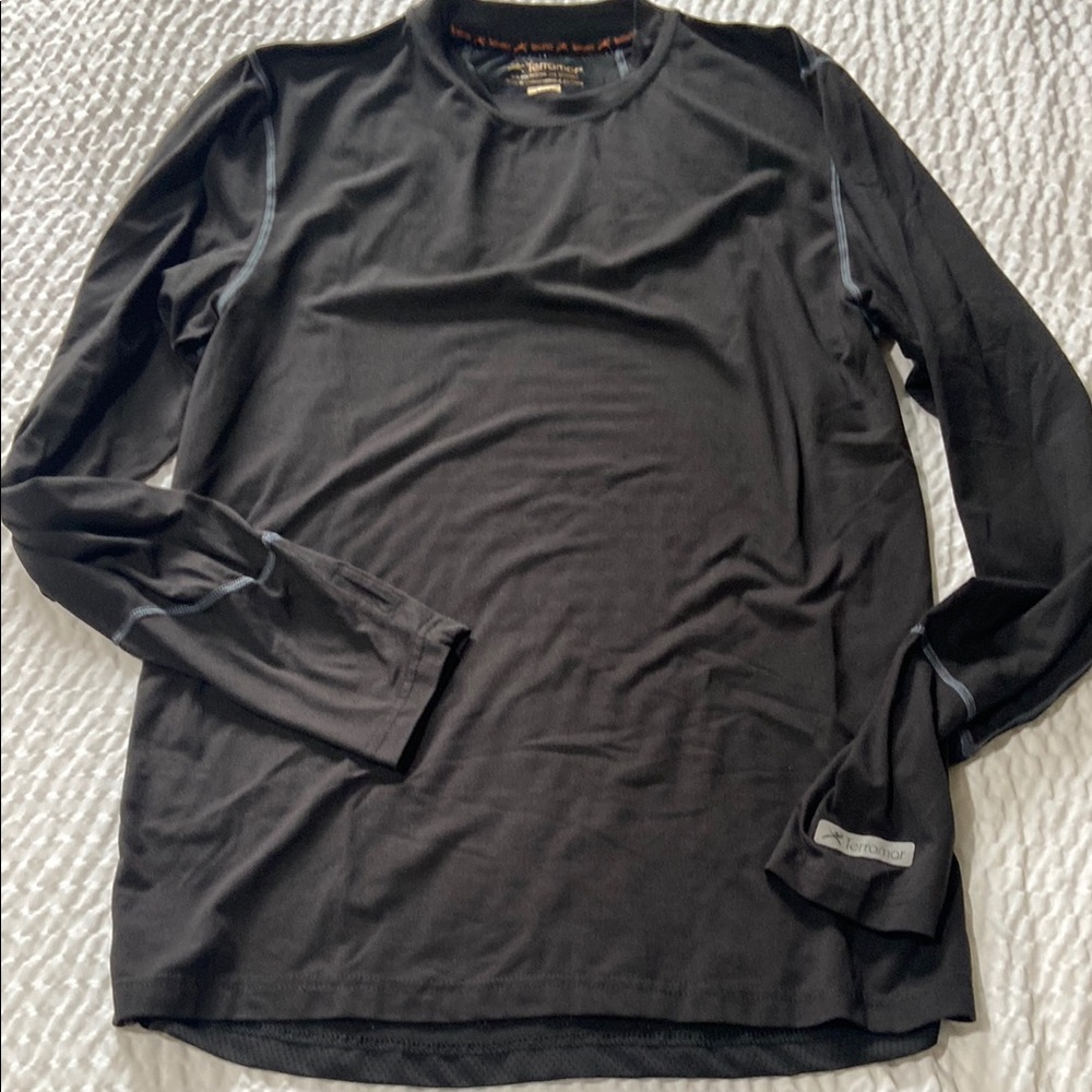 Black Long Sleeve Tee with Crew Neck and Relaxed Fit